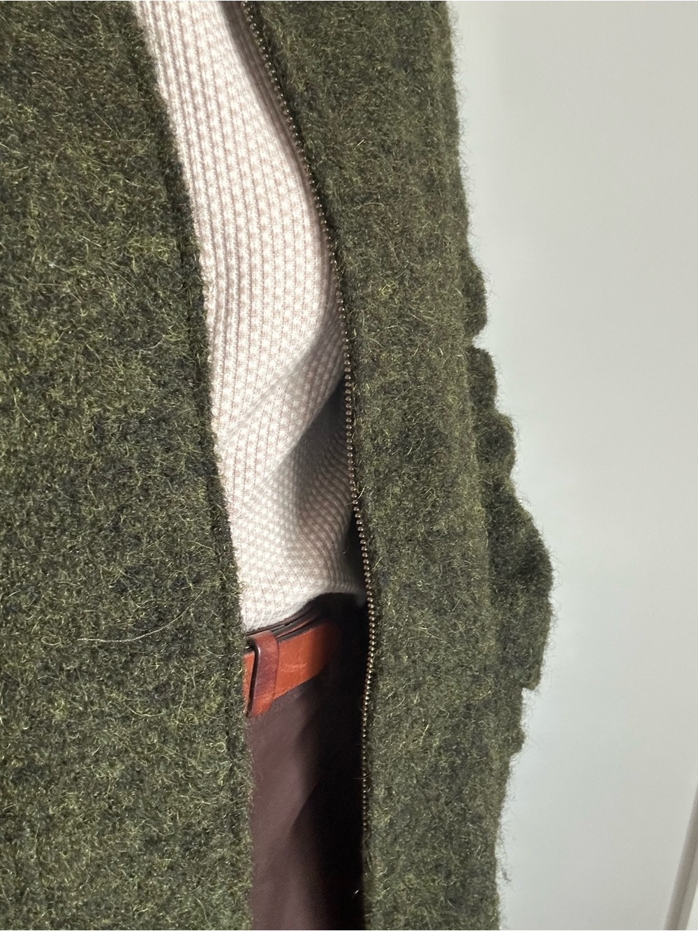 Banana Republic Deep Moss Green Mohair Alpaca Wool Blend Zip Up Coat – Size S